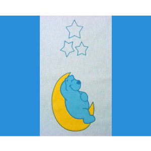 Lenjerie patut cu broderie Hubners Teddy Noapte Buna, 4 piese, albastru