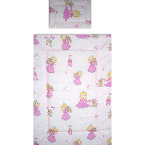 Lenjerie patut - Printesa cu Ursulet, 5 piese, roz