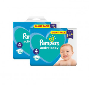 Pachet 2 x Pampers Active Baby Giant Pack - nr.4, 76 buc (152 buc)