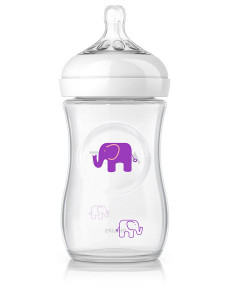 Philips-Avent Biberon Natural 260 ml, Tetină ce imita forma sanului mamei, cu debit lent