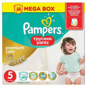 Scutece-chilotel Pampers Premium Care Pants 5 Mega Box 60 buc