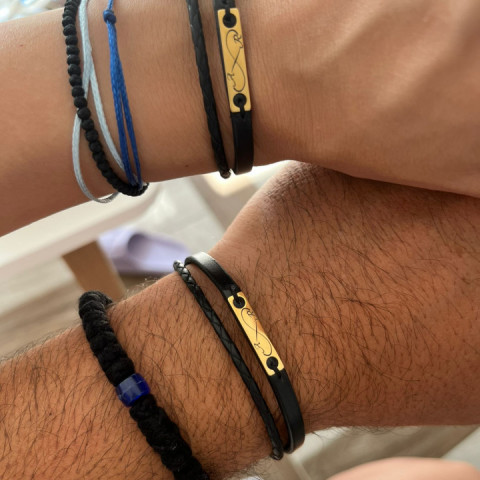 Set bratari cuplu personalizat placuta Aur 14k, multisir