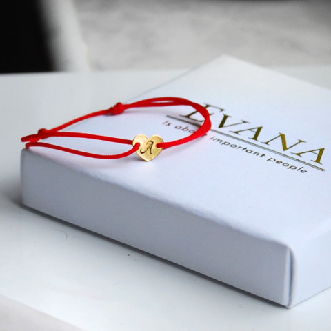 Bratara snur inima 6x 7,5 mm personalizata gravura initiala/simbol Aur 14K