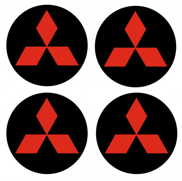 4 Autocolantes Para Centros de Jantes com Mitsubishi