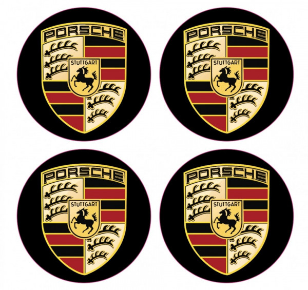 4 Autocolantes Para Centros de Jantes com Porsche