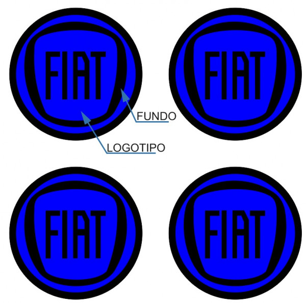 4 Autocolantes Para Centros de Jantes para FIAT