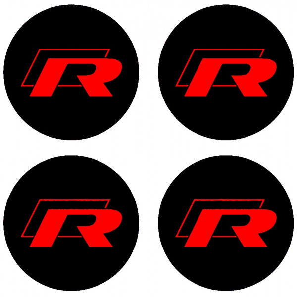 4 Autocolantes Para Centros de Jantes para Volkswagen R