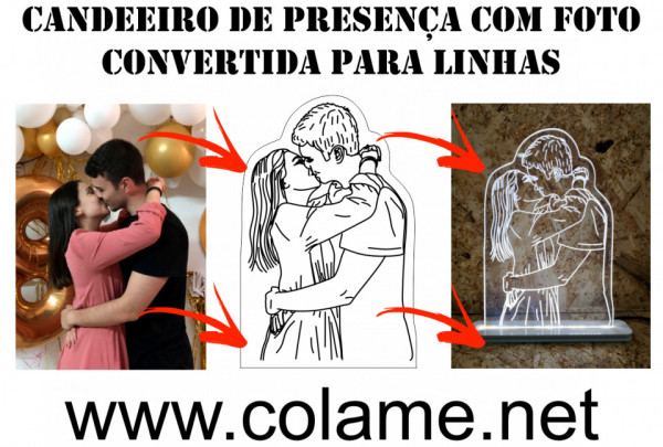 Moldura / Candeeiro com luz de presença Com Foto Convertida Para Linhas