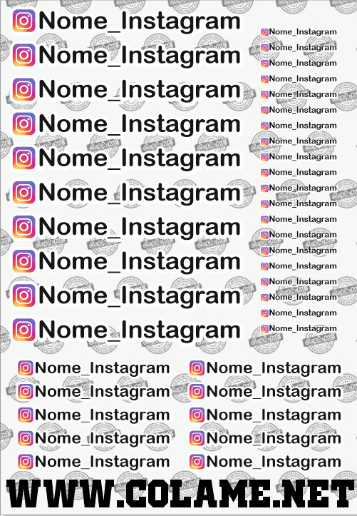 Folha / Pack de Autocolantes - Instagram + Nome