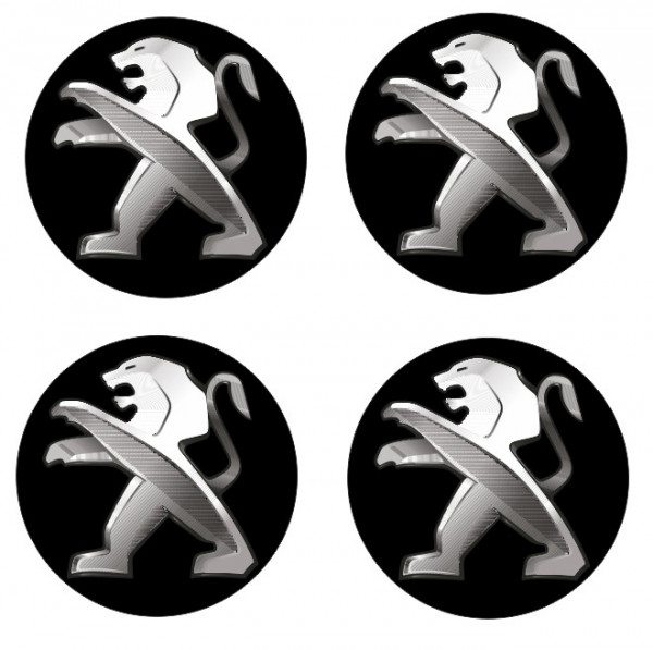 4 Autocolantes Para Centros de Jantes com Peugeot