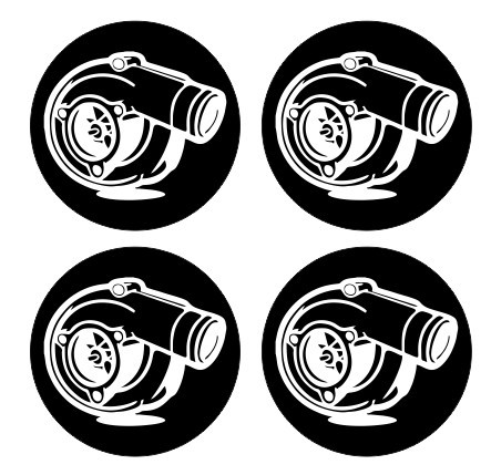 4 Autocolantes Para Centros de Jantes com Turbo