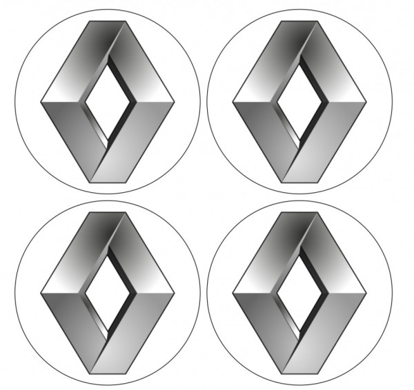 4 Autocolantes Para Centros de Jantes com Renault