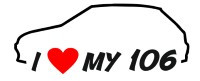 Autocolante - I Love my 106 (mk2)