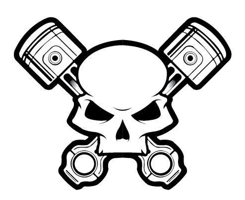 Autocolante - Caveira Pistão 2
