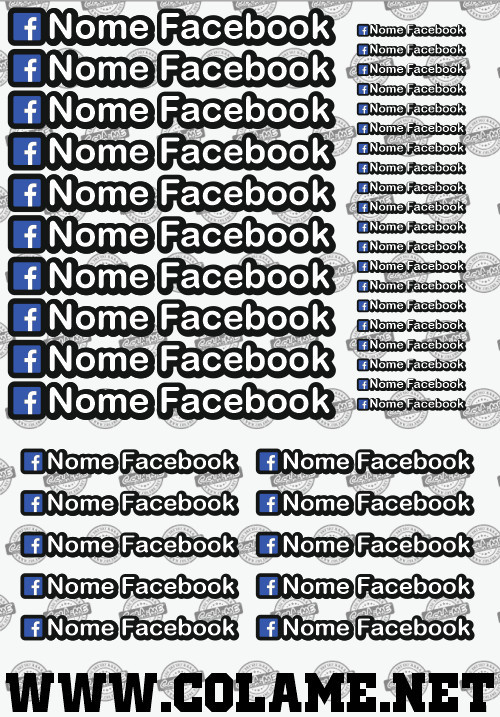 Folha / Pack de Autocolantes - Facebook + Nome