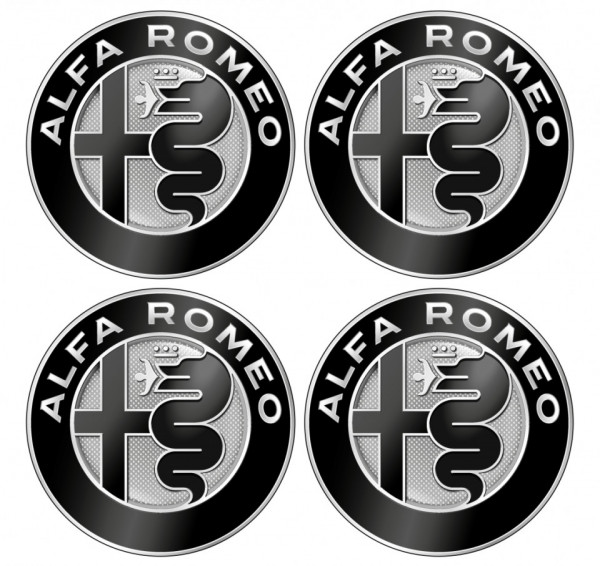 4 Autocolantes Para Centros de Jantes para Alfa Romeo