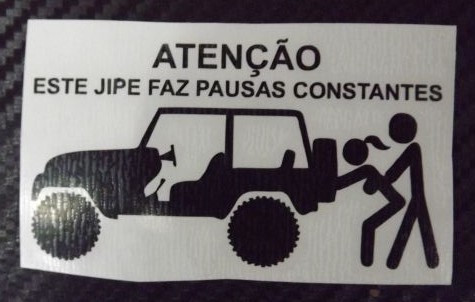 Autocolante - Atenção este jipe faz pausas constantes