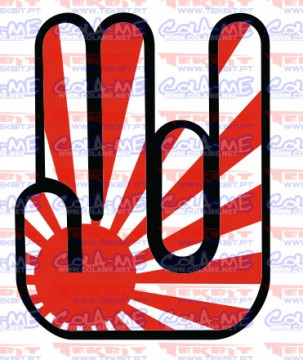 Autocolante Impresso - Mão bandeira japão