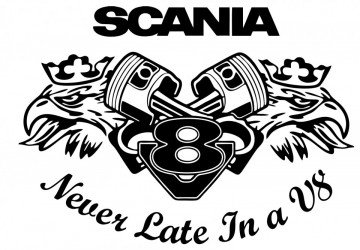 Autocolante para Scania V8 Never later in a V8