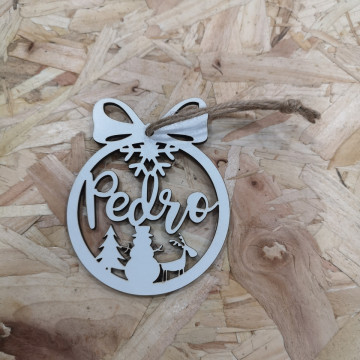 "Bola" para árvore de Natal com nome - MDF