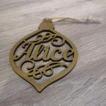 "Bola" para árvore de Natal com nome - MDF