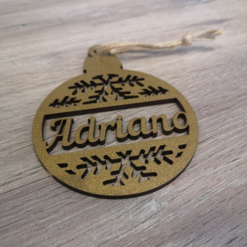 "Bola" para árvore de Natal com nome - MDF