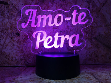 Moldura / Candeeiro com luz de presença - Amo-te "Nome"