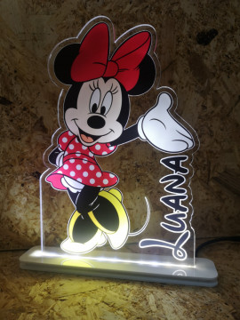 Moldura / Candeeiro com luz de presença - Minnie Com nome