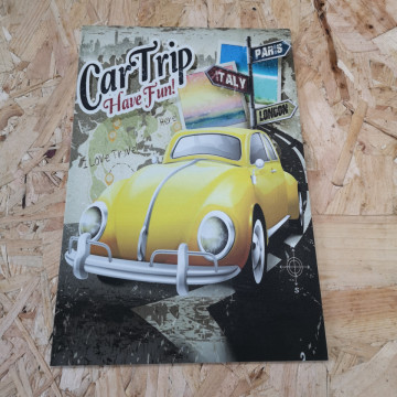 Placa Decorativa em PVC - Vw Carocha Car Trip