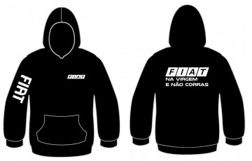 Sweatshirt com capuz com frase Fiat na Virgem e não corras