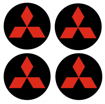 4 Autocolantes Para Centros de Jantes com Mitsubishi