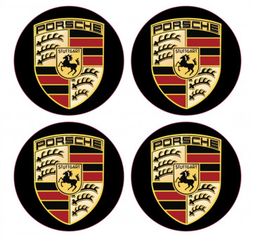4 Autocolantes Para Centros de Jantes com Porsche