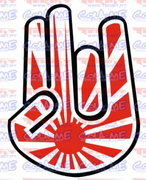 Autocolante Impresso - Mão bandeira japão
