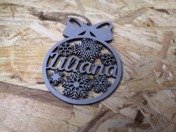 "Bola" para árvore de Natal com nome - MDF