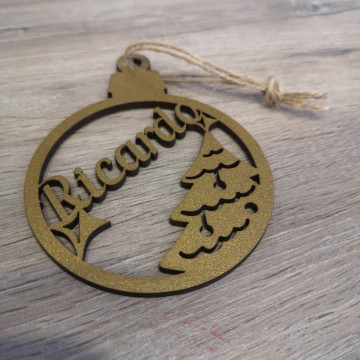"Bola" para árvore de Natal com nome - MDF