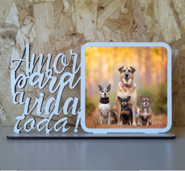 Moldura "Amor para a vida toda" em MDF - Com foto personalizada
