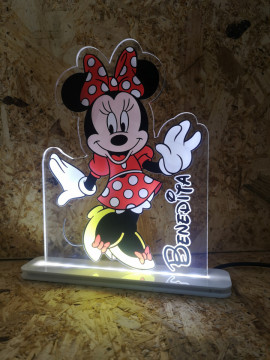 Moldura / Candeeiro com luz de presença - Minnie Com nome