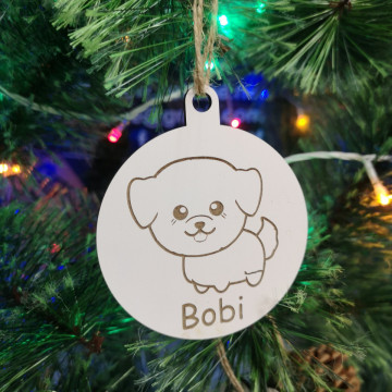 Ornamento para árvore de Natal com nome - Cão