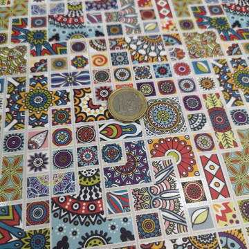 Placa MDF 3mm - 60x40cm - Colorida / Padrão Azulejo