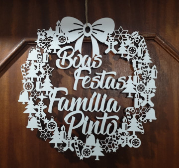 Artigo decorativo de Natal com 2 frases- MDF 28x28cm