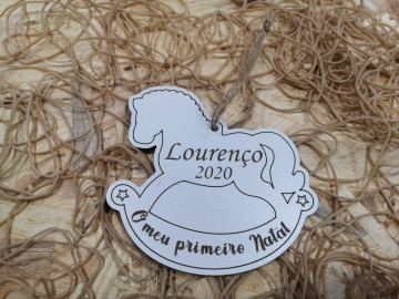 Artigo decorativo de Natal com nome e frase- MDF - Cavalinho