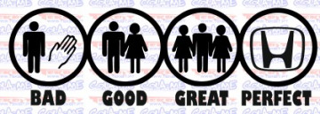 Autocolante - BAD GOOD GREAT PERFECT -HONDA