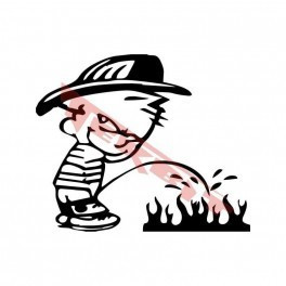 Autocolante - Calvin Bombeiro Mijão 2 - Calvin e Hobbes