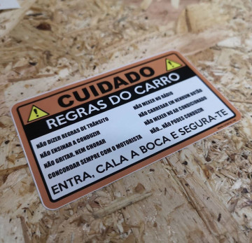 Autocolante Impresso - Regras do Carro
