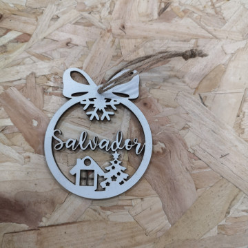 "Bola" para árvore de Natal com nome - MDF
