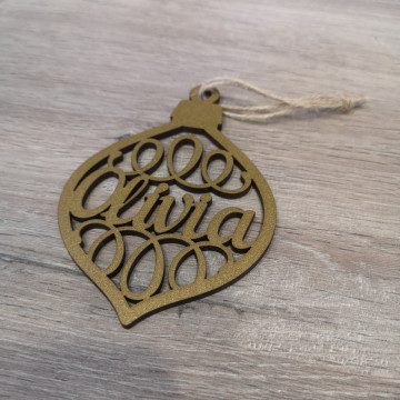 "Bola" para árvore de Natal com nome - MDF