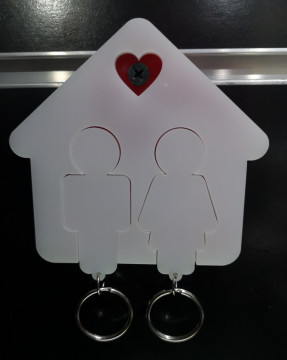 Chaveiro em Acrílico com 2 porta-chaves casal