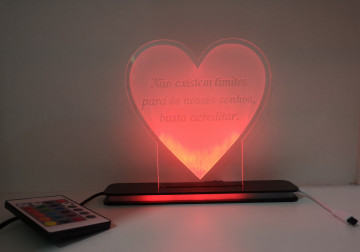 Moldura / Candeeiro com luz de presença - Não existem limites para os nossos sonhos, basta acreditar.