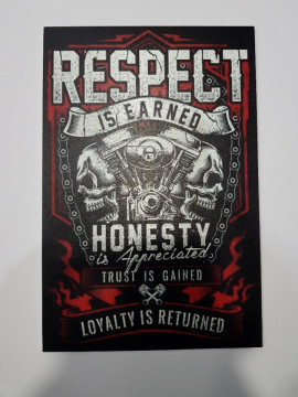 Placa Decorativa em PVC - Respect is earned honesty is appreciated