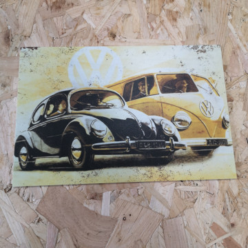 Placa Decorativa em PVC - Vw Carocha Vw Pão de forma